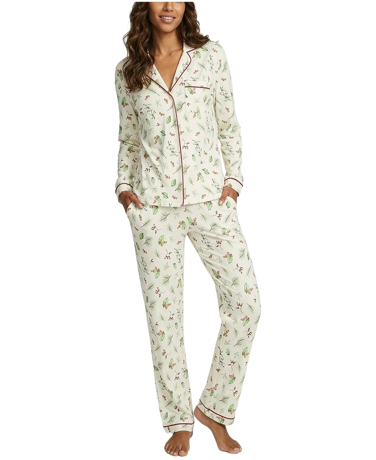 Holiday-Print Long-Sleeve Relaxed-Fit Pajama Set by Lascana