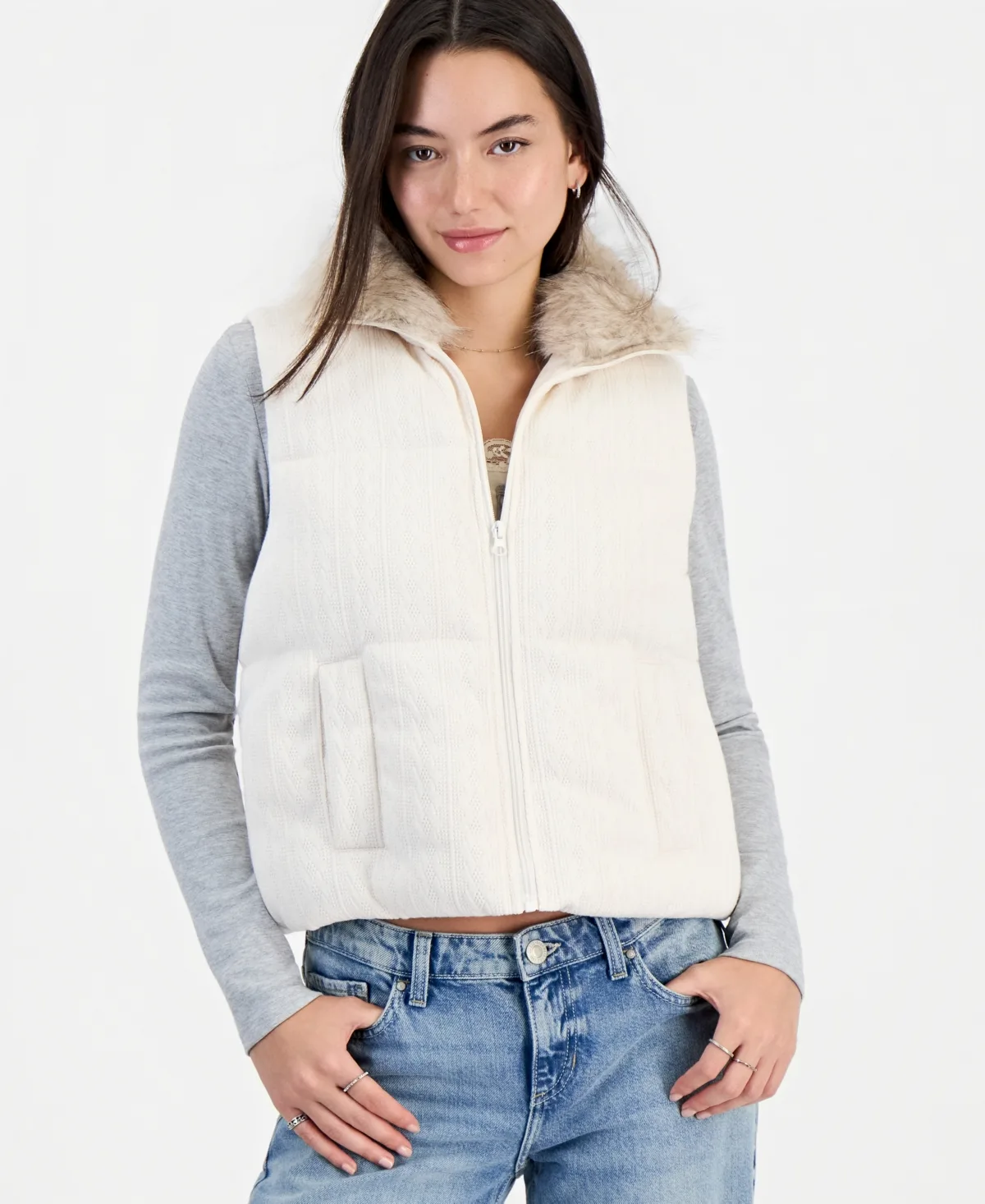 Cable-Knit Puffer Vest by Sincerely Jules