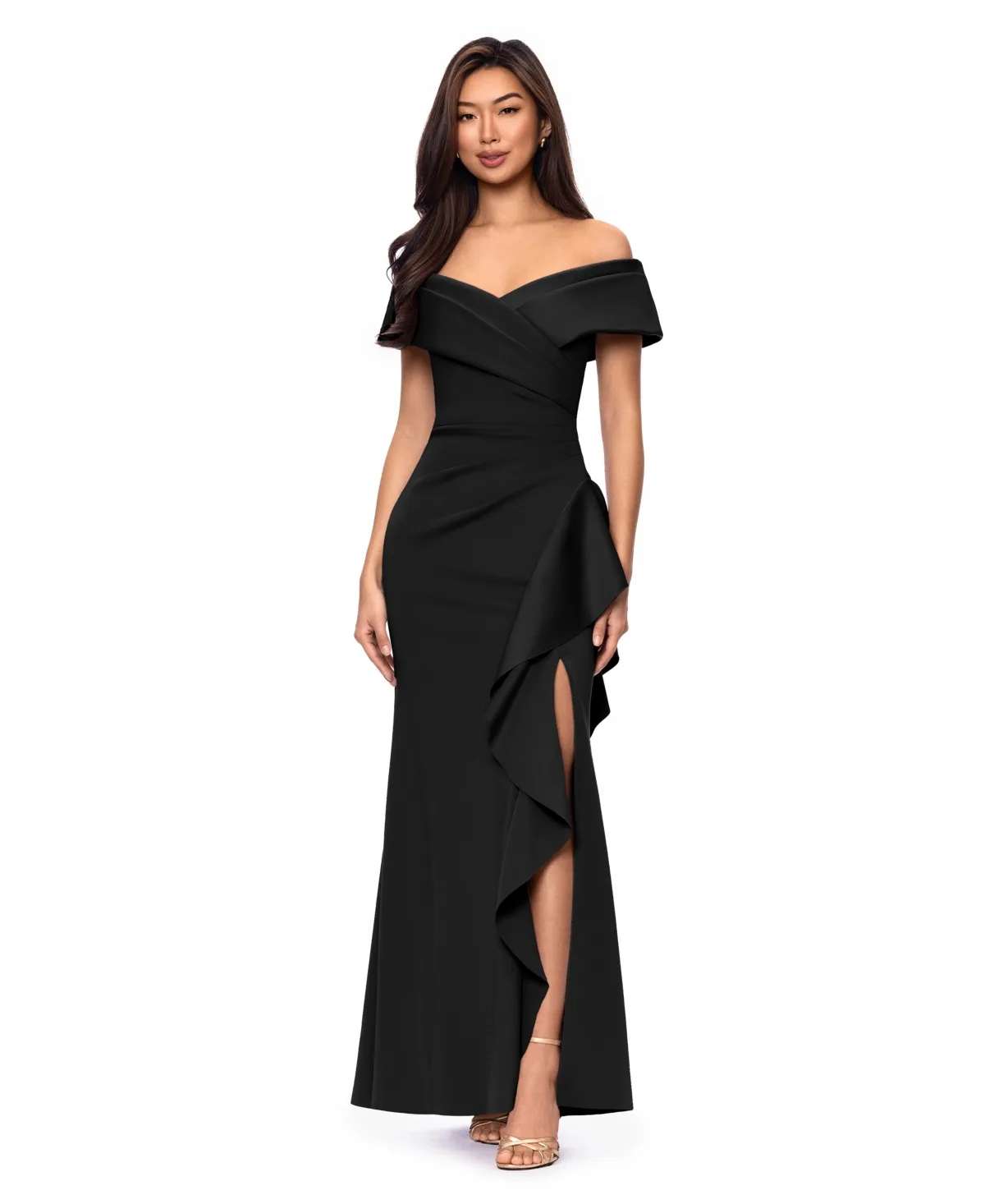 Off-The-Shoulder Ruffle Detail Gown by Xscape