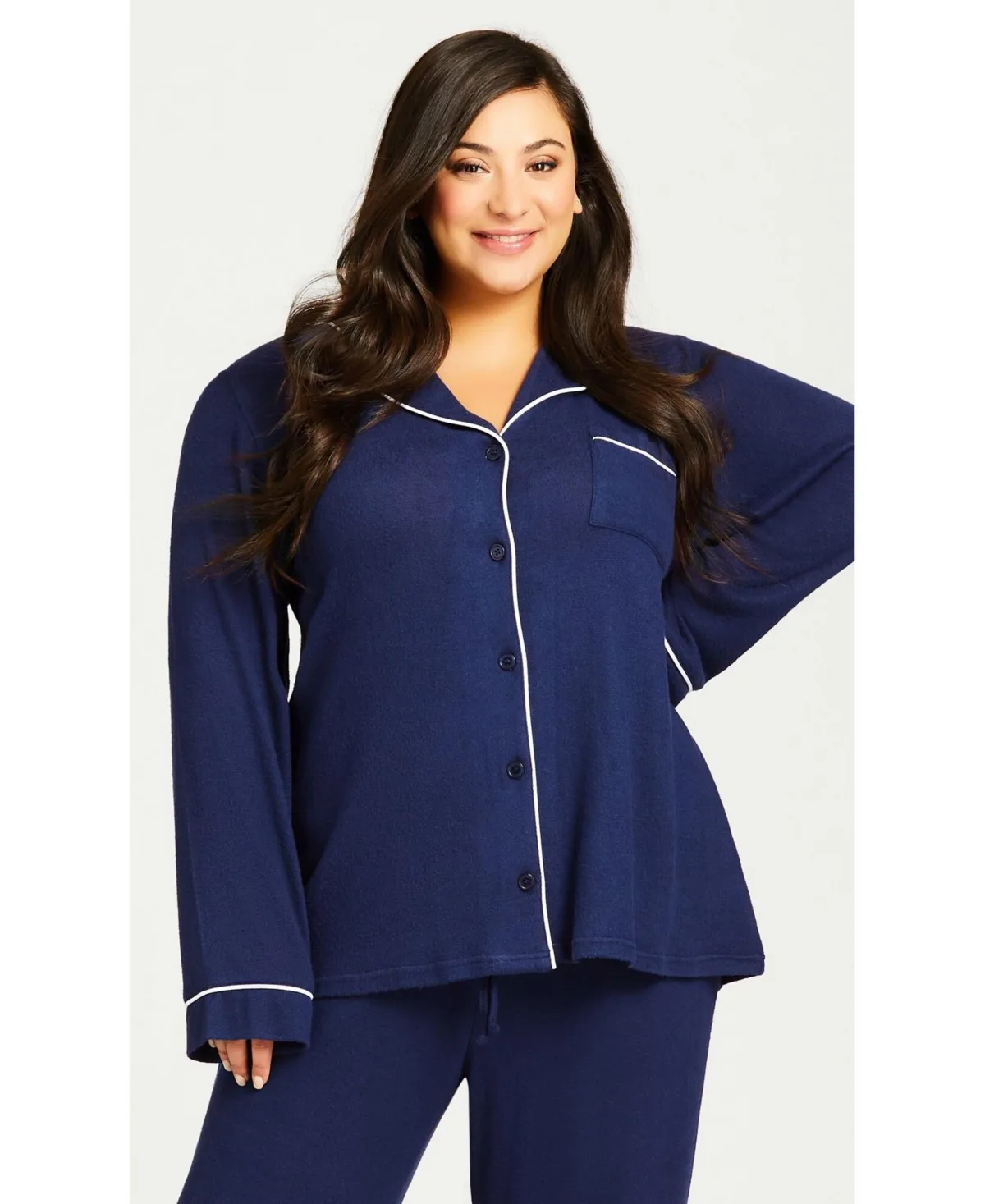 Hacci Button Plain Top by Avenue