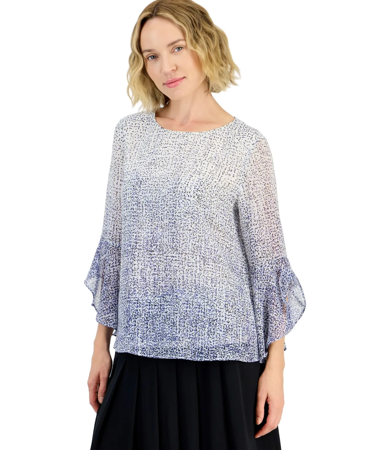 Ruffle-Sleeve Boat Neck Blouse by Kasper