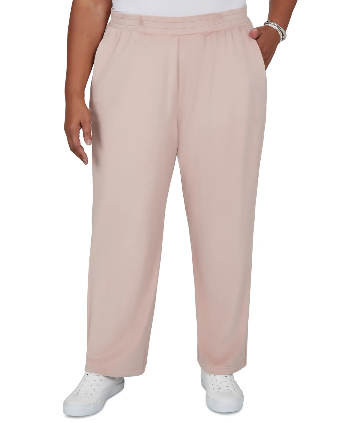 Pull-On Straight-Leg Elastic-Waist Faux Suede Pants by Alfred Dunner