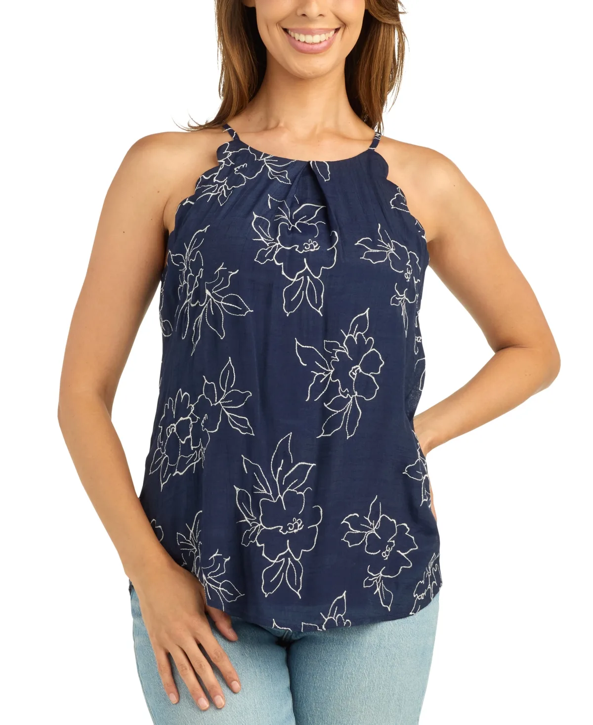 Halter Sleeveless Floral Blouse by Bcx