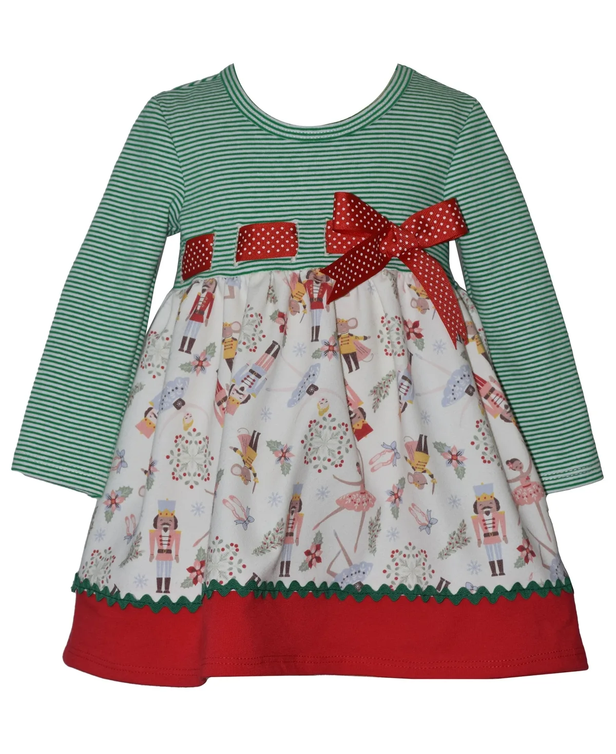 Nutcracker Long-Sleeve Holiday Dress by Bonnie Baby