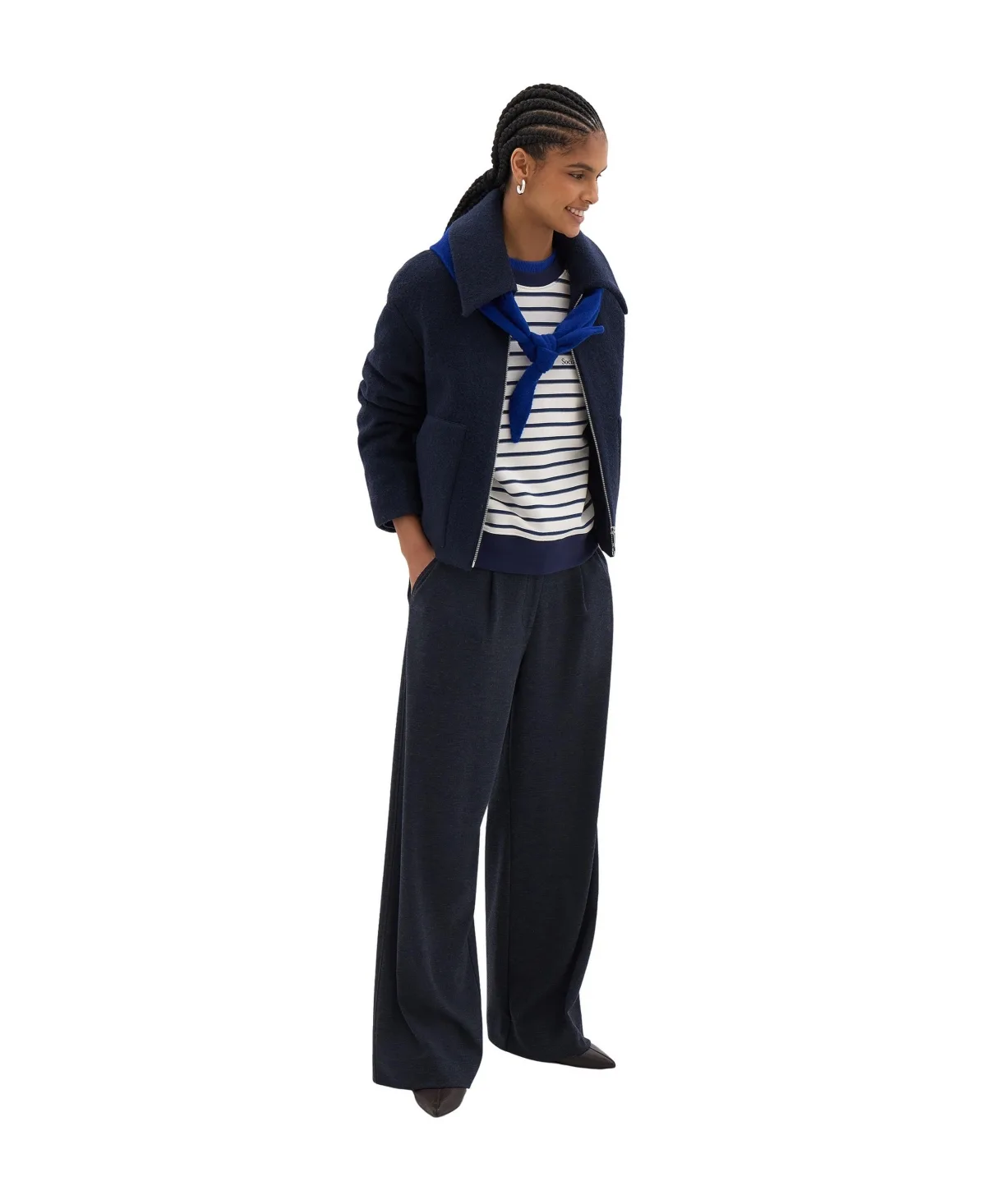 Nerise Boucle Relaxed-Fit Oversized Collar Jacket by Hush