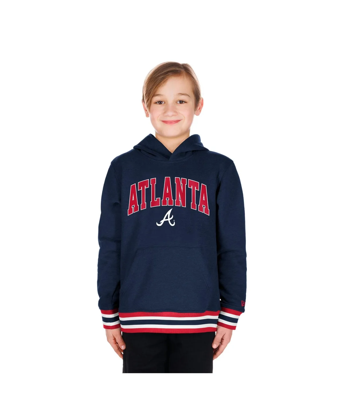 Atlanta Braves Knit Trim Pullover Hoodie by New Era