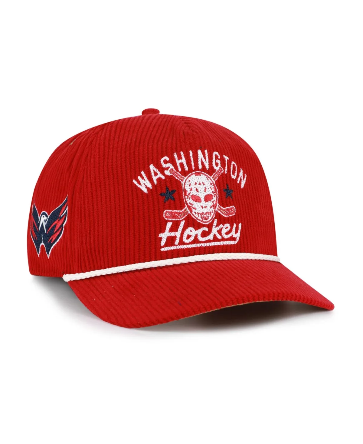 Washington Capitals Hockey Mask Corduroy Rope Hitch Adjustable Hat by 47 Brand