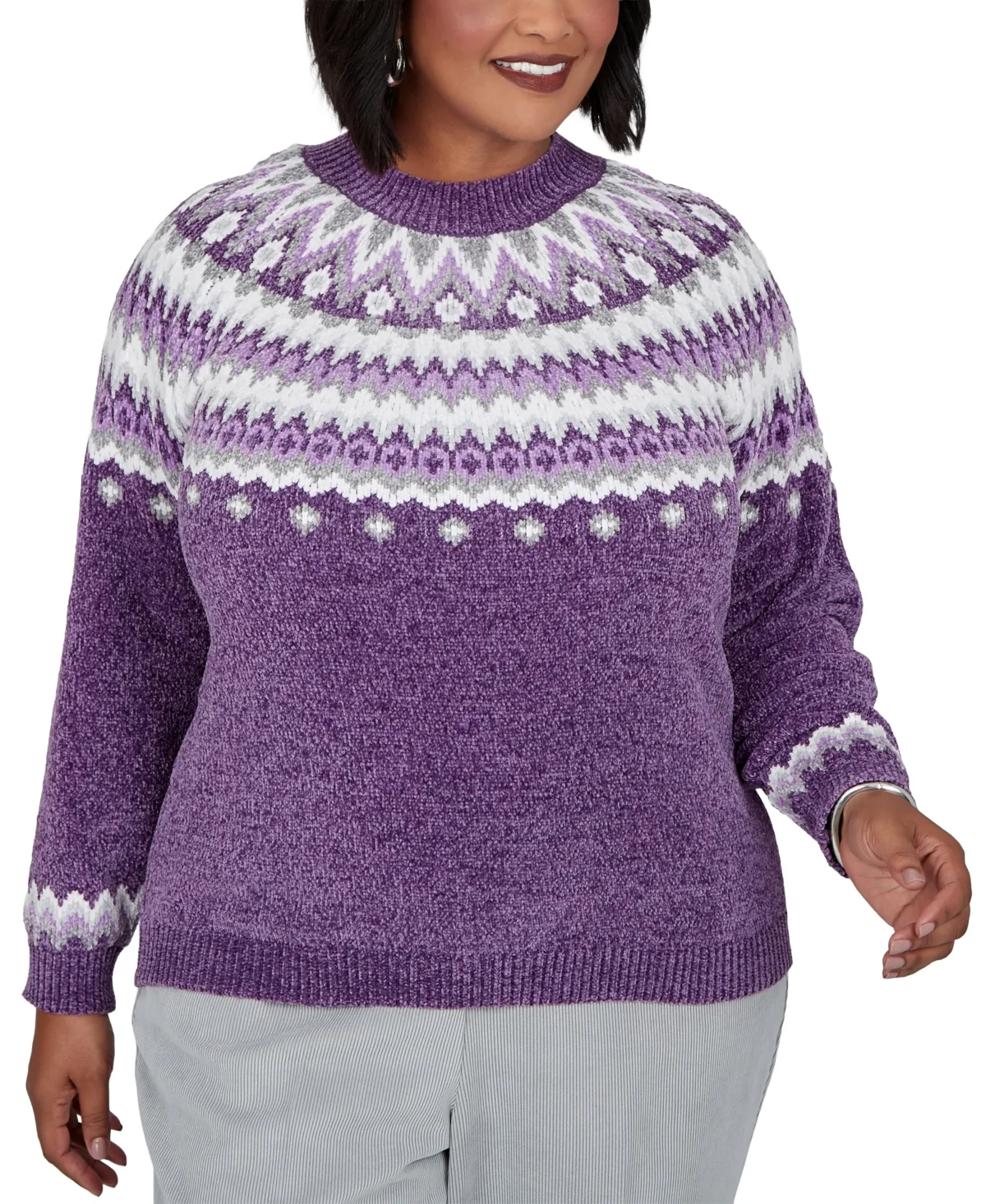 Fair Isle Crew Neck Sweater by Alfred Dunner