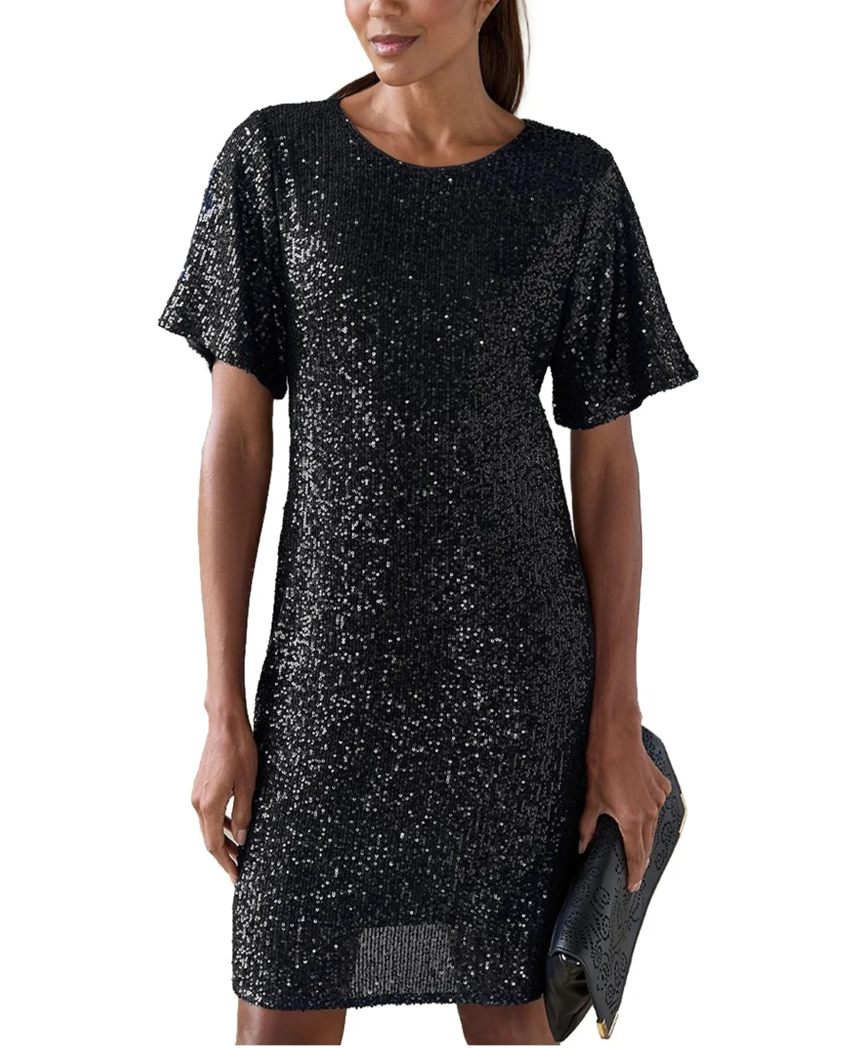 Sequin Keyhole Shift Dress by Lascana