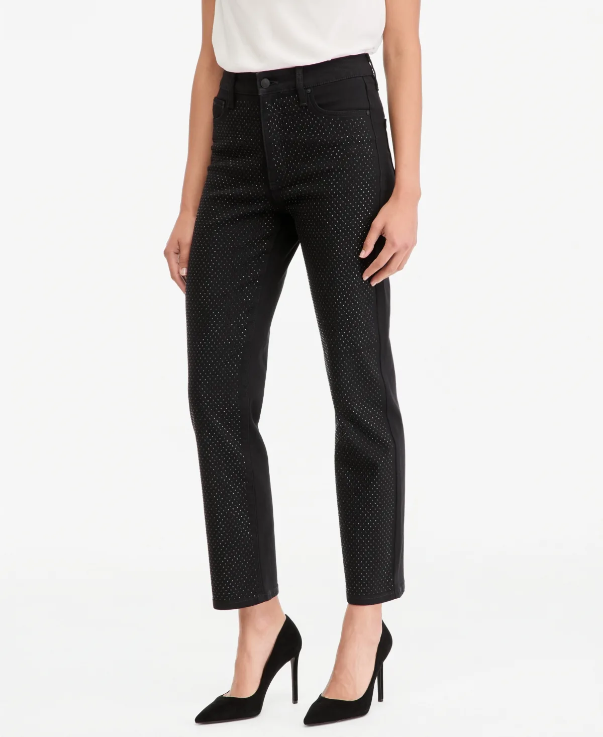 High-Rise Straight-Leg Rhinestone Jeans by INC International Concepts