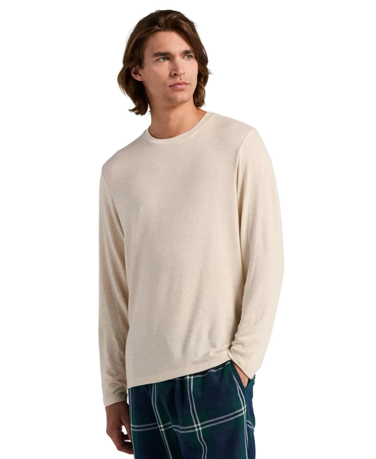 Cozy Knit Long-Sleeve Crewneck Single-Knit Sleep Shirt by Perry Ellis