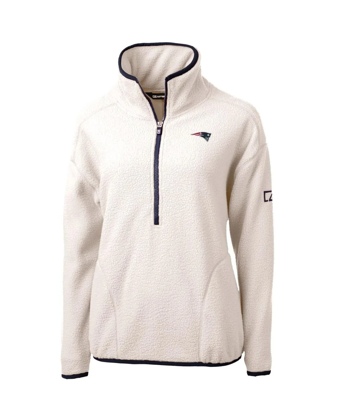 New England Patriots Cascade Eco Sherpa Fleece Half-Zip Pullover Jacket by Cutter & Buck