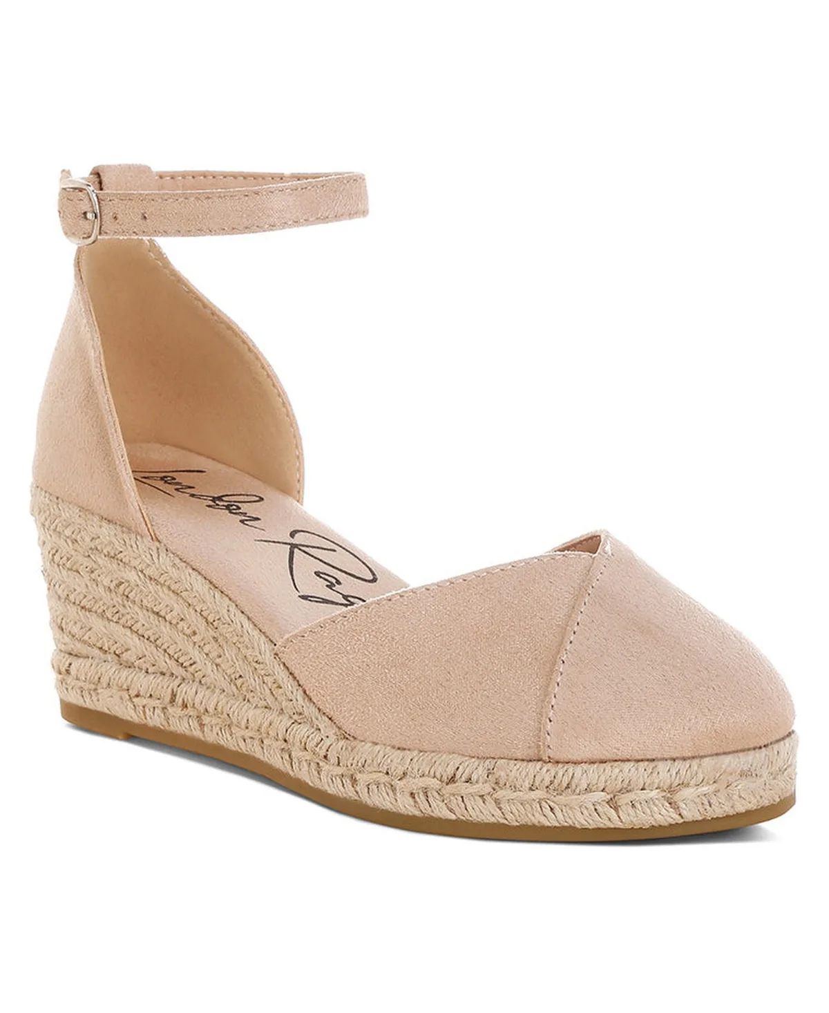 Nuclas Faux Suede Ankle-Strap Espadrille Wedge Heels by London Rag