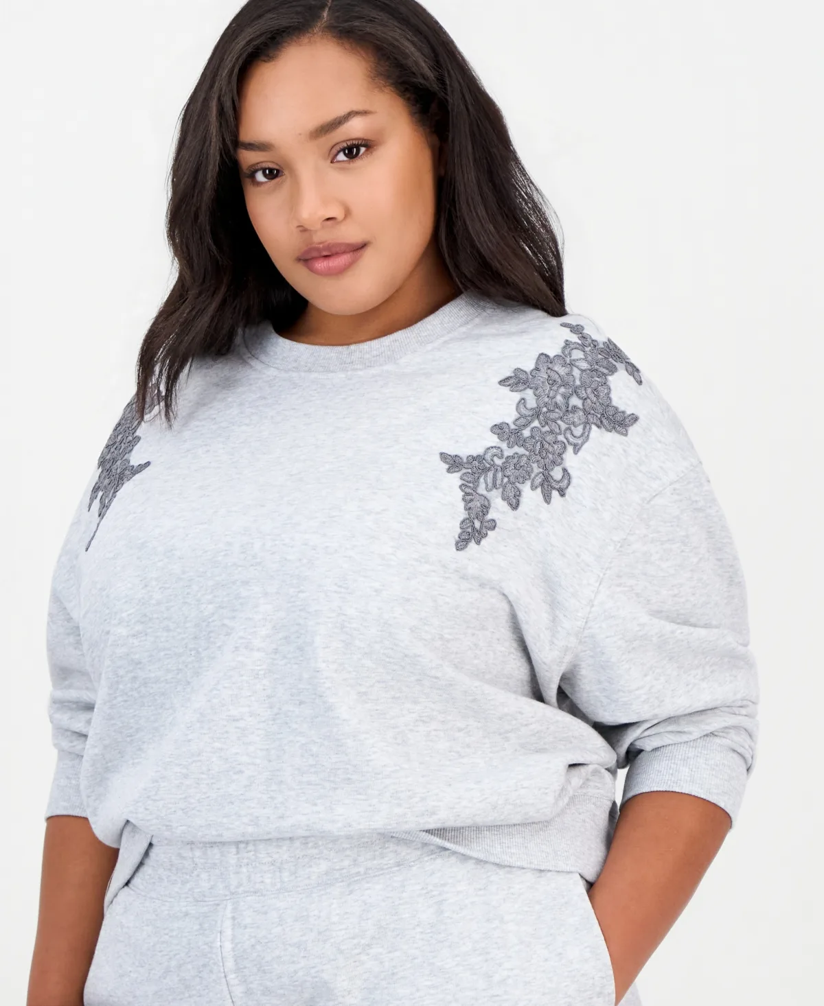 French Terry Embellished Lounge Crewneck Sweatshirt by And Now This