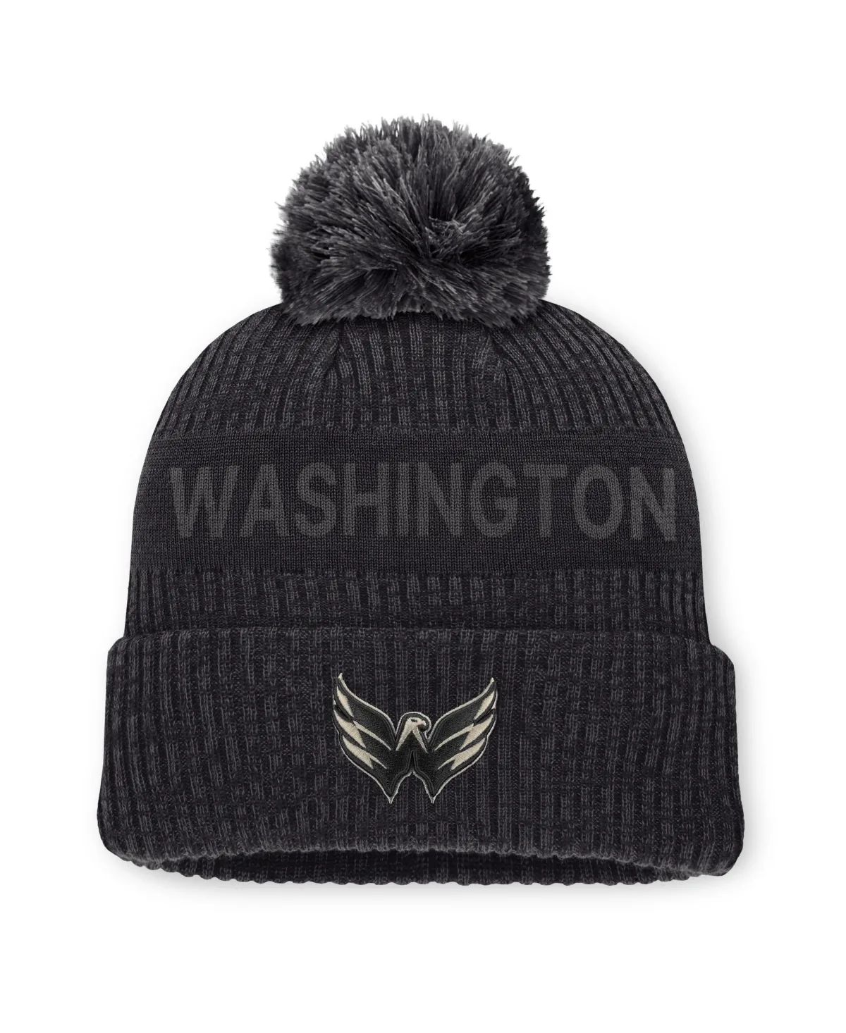 Washington Capitals Road Phantom Cuffed Knit with Pom Hat by Fanatics