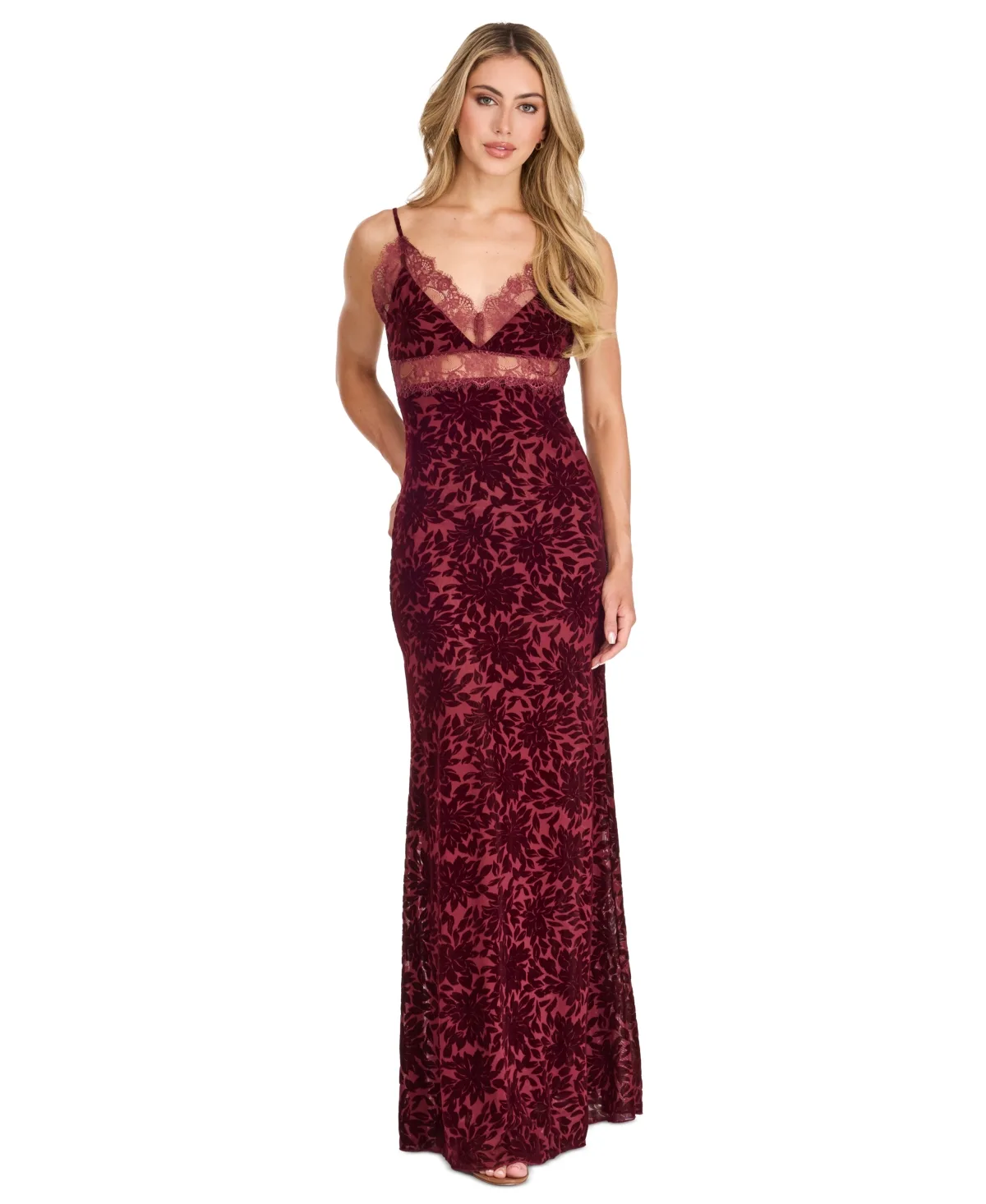 Emmy Floral Maxi V-Neck Gown by Kittenish