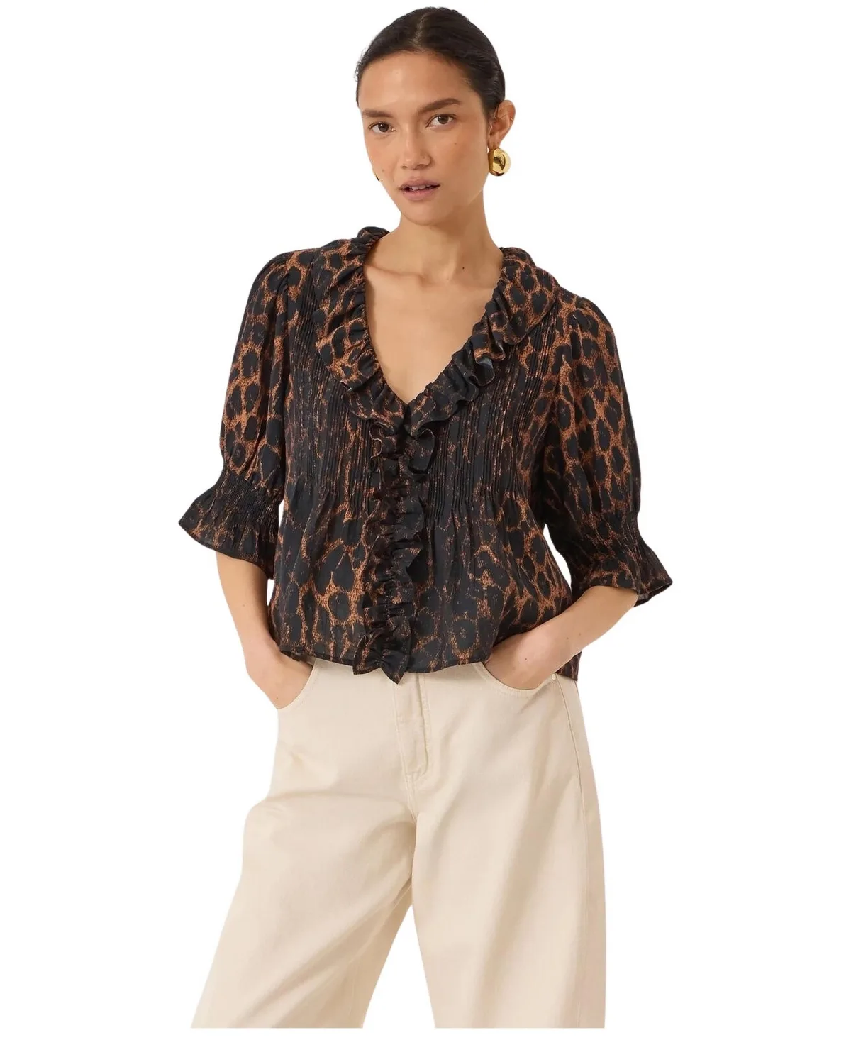 Mirae Ruffle Short Sleeve Blouse by Hush