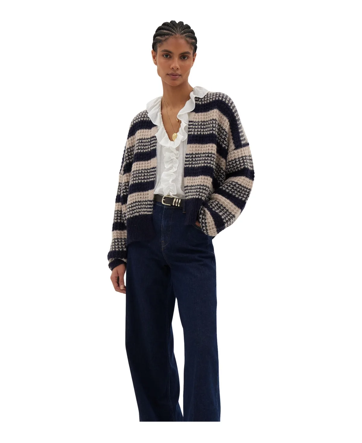 Skye Chunky-Knit Striped Cardigan by Hush