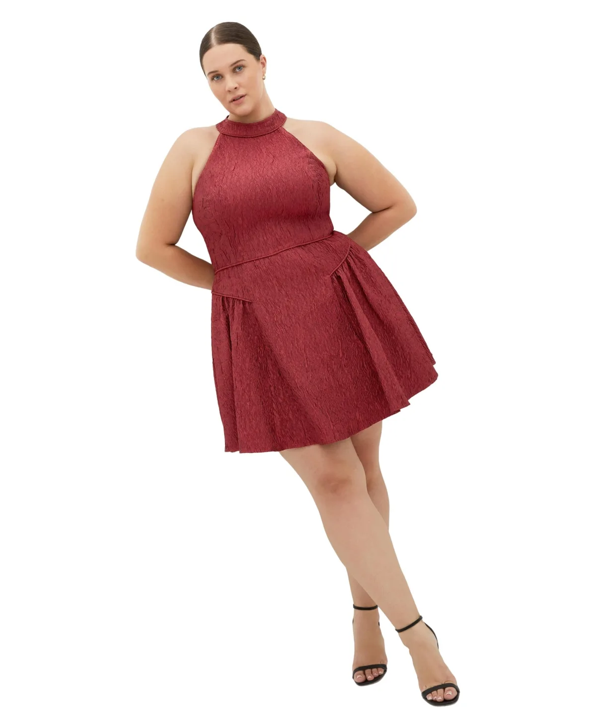 Halter Jacquard Mini Dress by City Chic