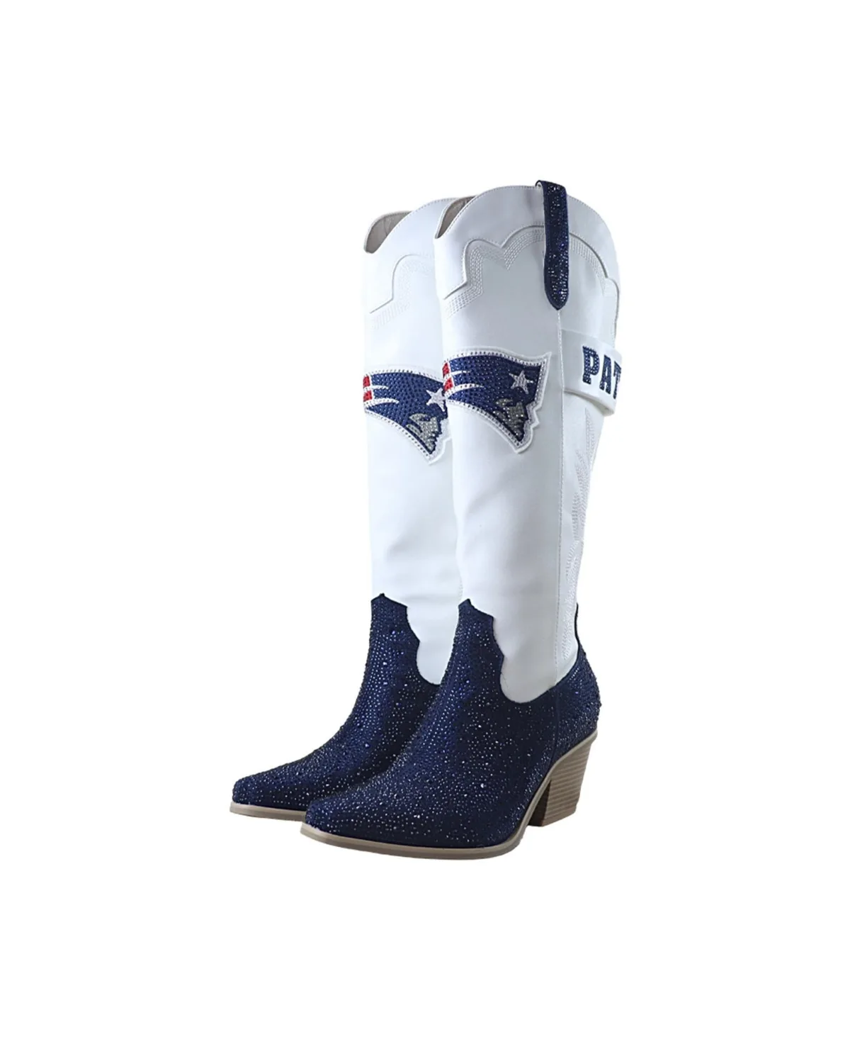 Fabgating by Cuce White New England Patriots Crystal Cowboy Boots by Fabgating by Cuce