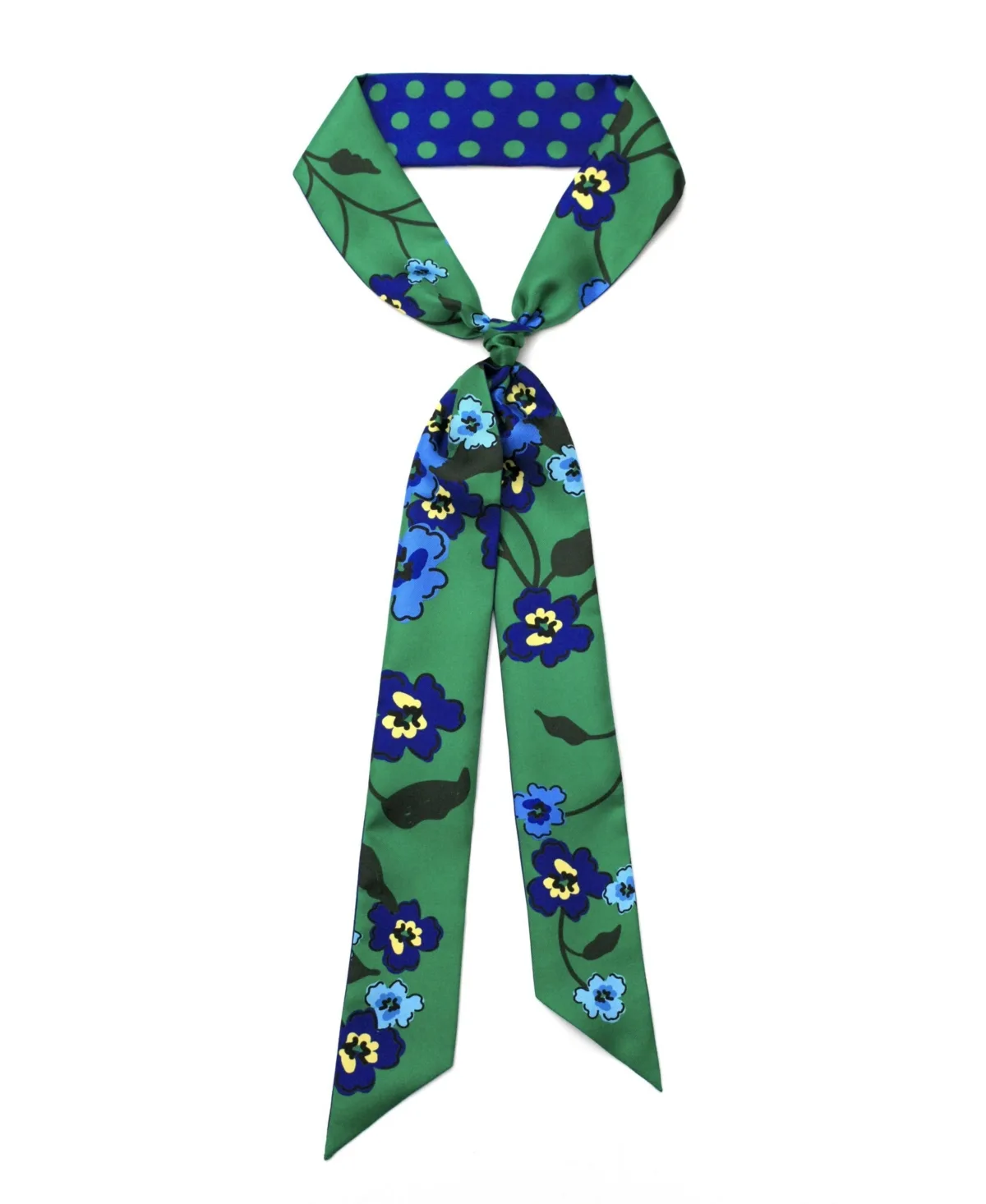 Silk Reversible Floral-Print Emerald Echo Scarf, 2W x 55L by Jessie Zhao New York
