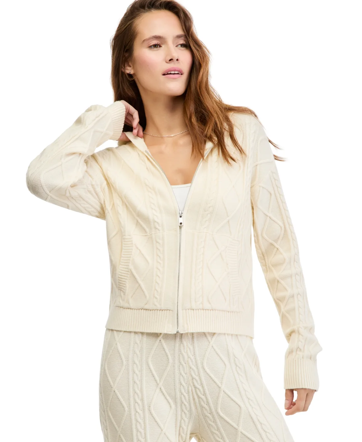 Cable-Knit Full-Zip Hoodie by And Now This