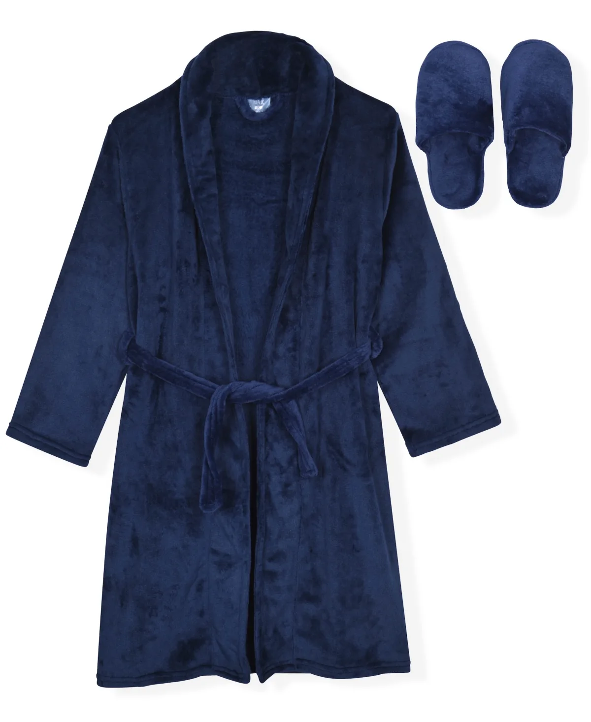 Long-Sleeve Flannel-Fleece Robe and Slippers, 2-Piece Set by Max & Olivia