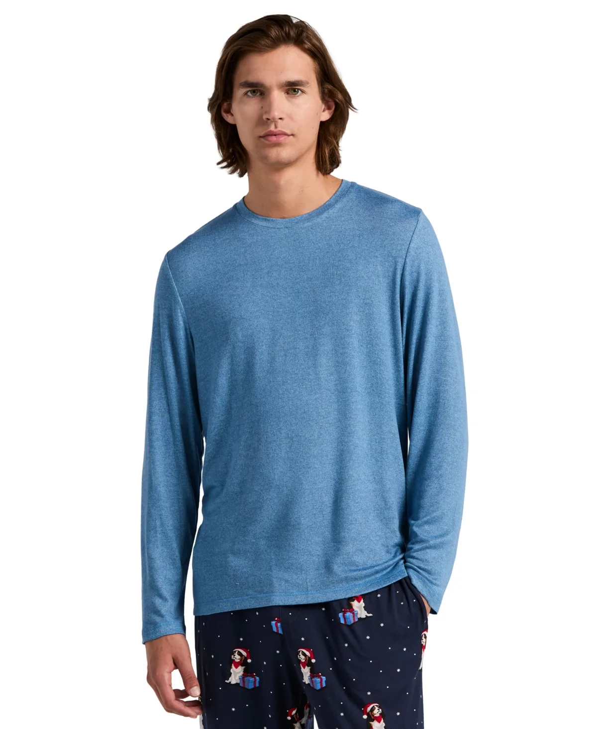 Portfolio Cozy Knit Long-Sleeve Crewneck Single-Knit Sleep Shirt by Perry Ellis