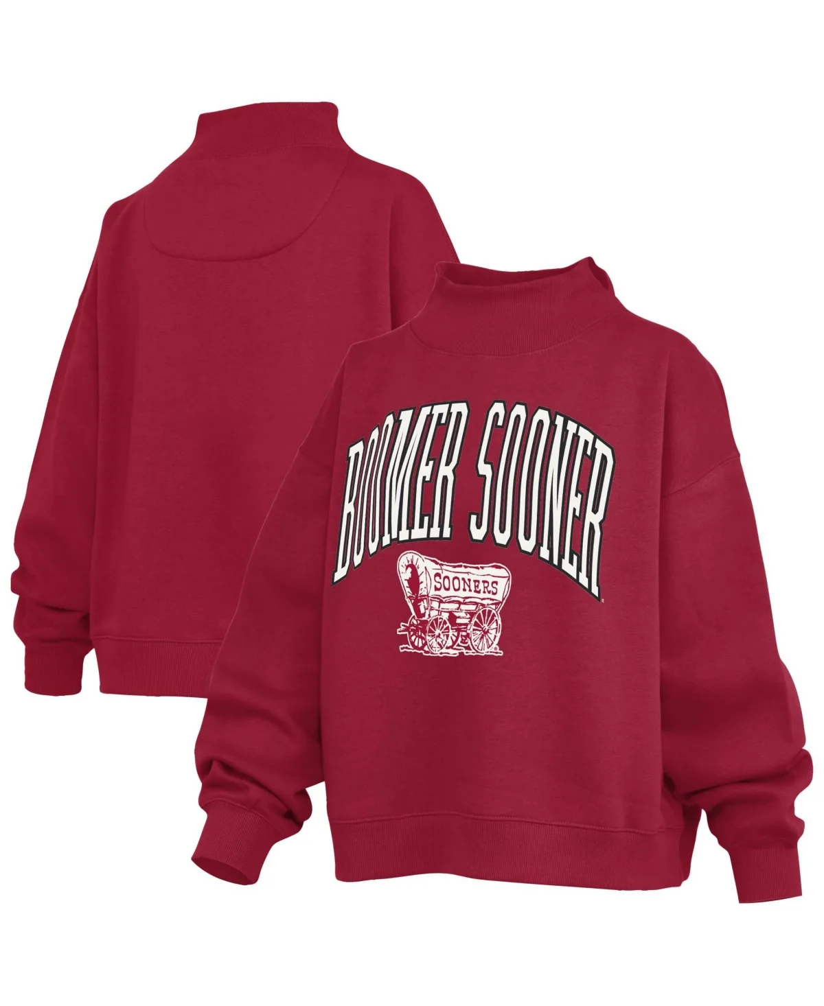 Oklahoma Sooners Oversized Slogan Fleece Mock Neck Sweatshirt by Pressbox
