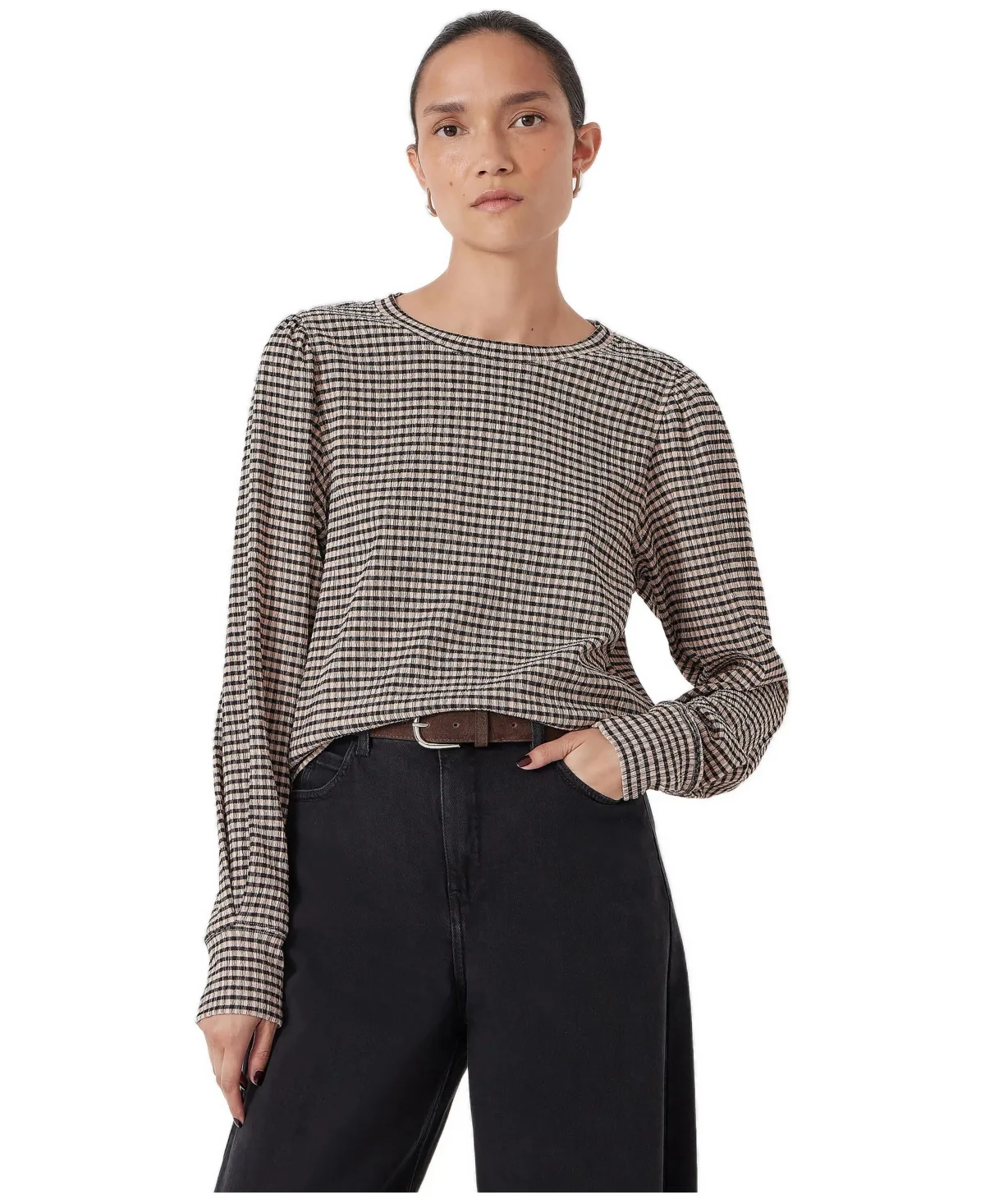 Emily Gingham Puff Sleeve Top by Hush