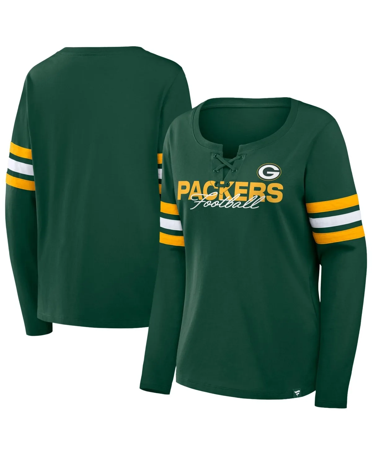 Green Bay Packers Coverage Scheme Lace-Up Long-Sleeves T-Shirt by Fanatics