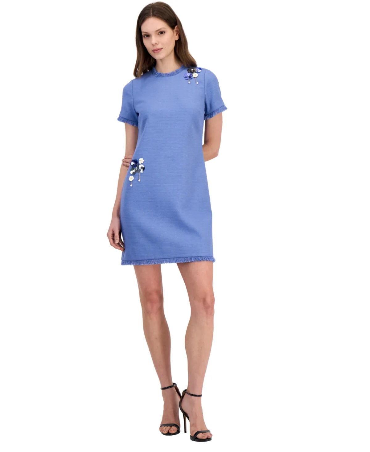 Paillette Boucle Short-Sleeve Dress by Tahari