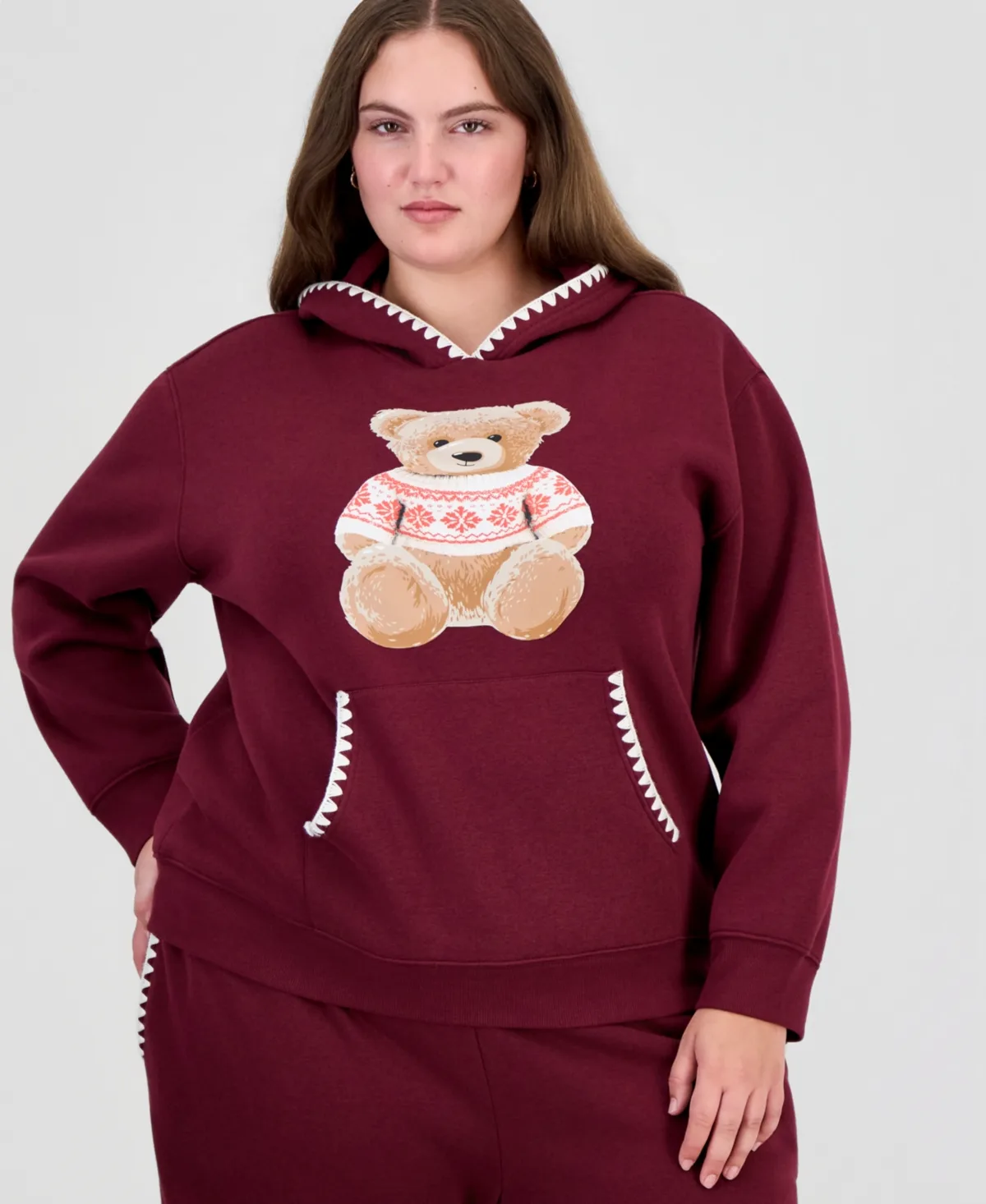 Teddy Bear Graphic Fleece Pullover Hoodie by Rebellious One
