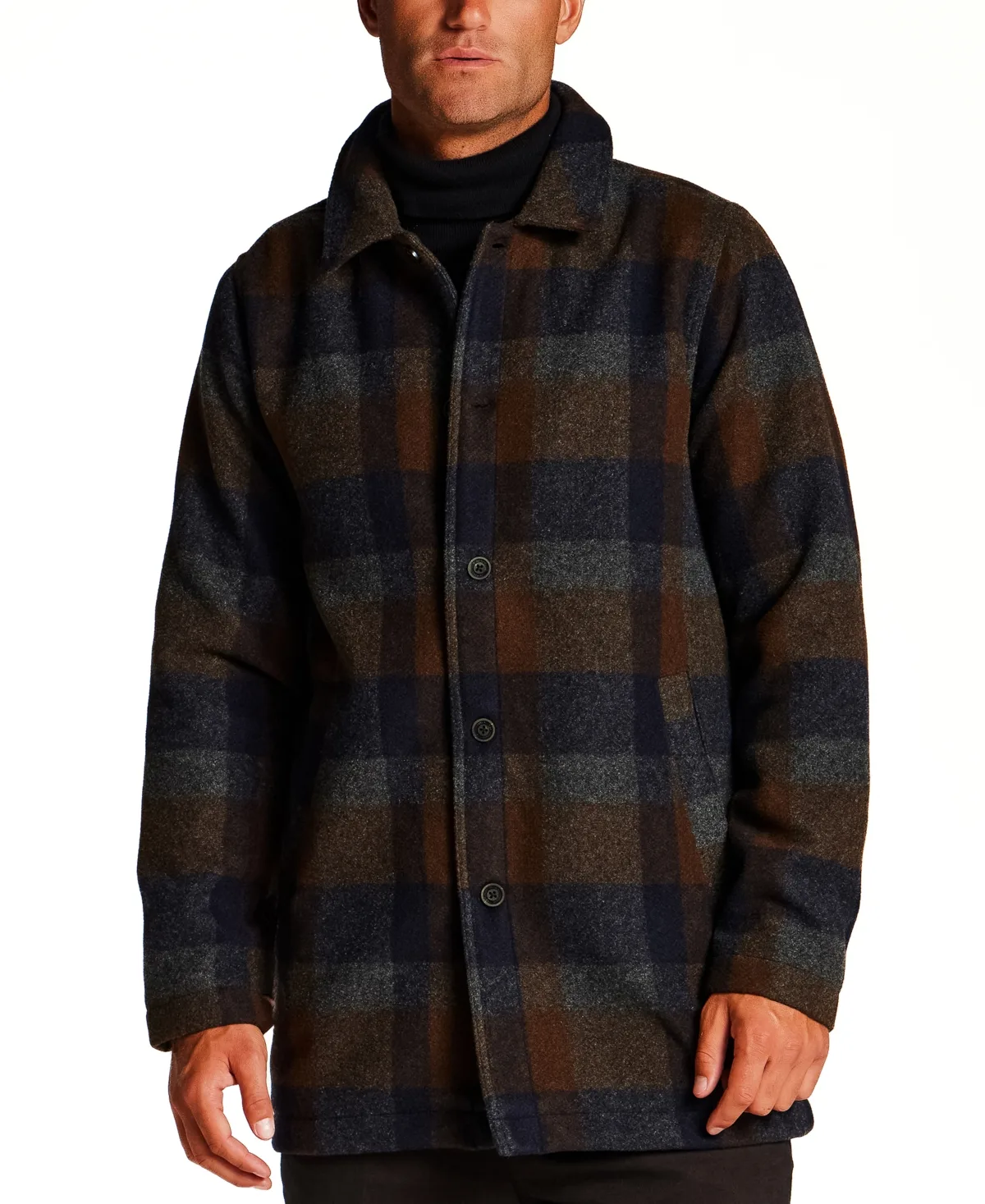Plaid-Print Brushed Car Coat by Weatherproof Vintage