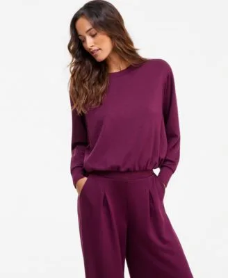 Off Duty Long Sleeve Bubble Hem Sweatshirt by INC International Concepts