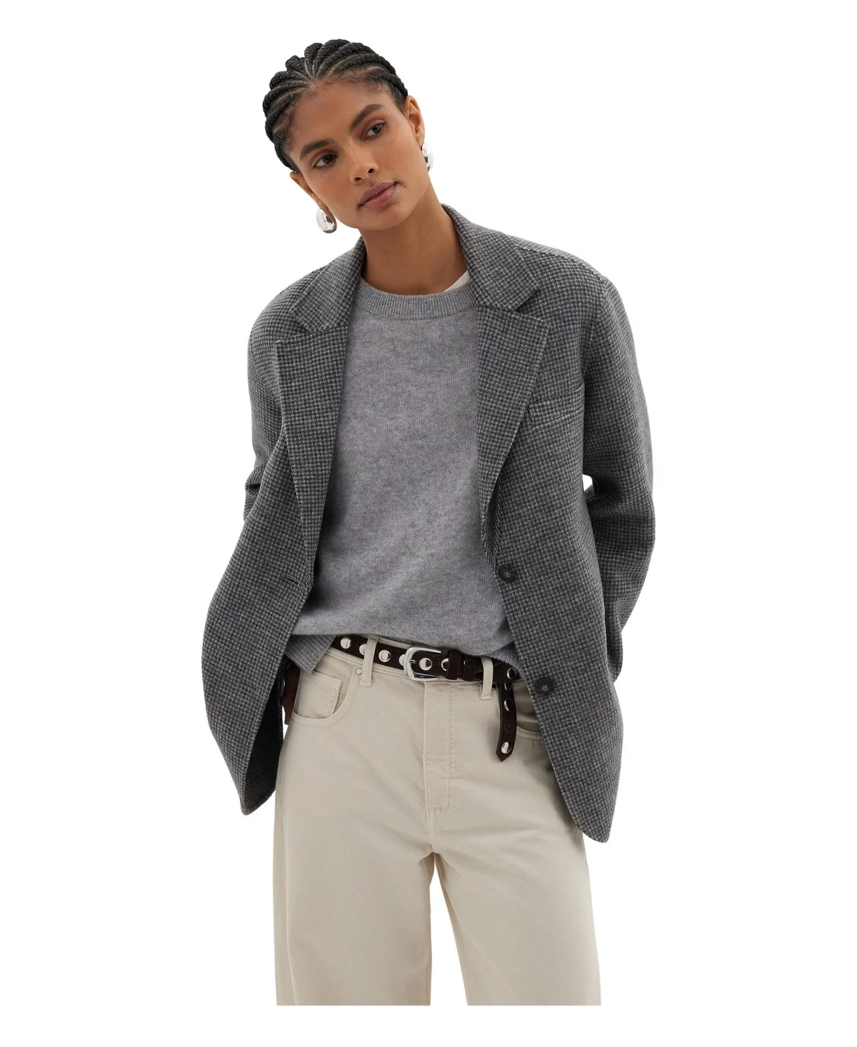 Simeron Houndstooth Double-Faced Wool-Blend Oversized Blazer by Hush