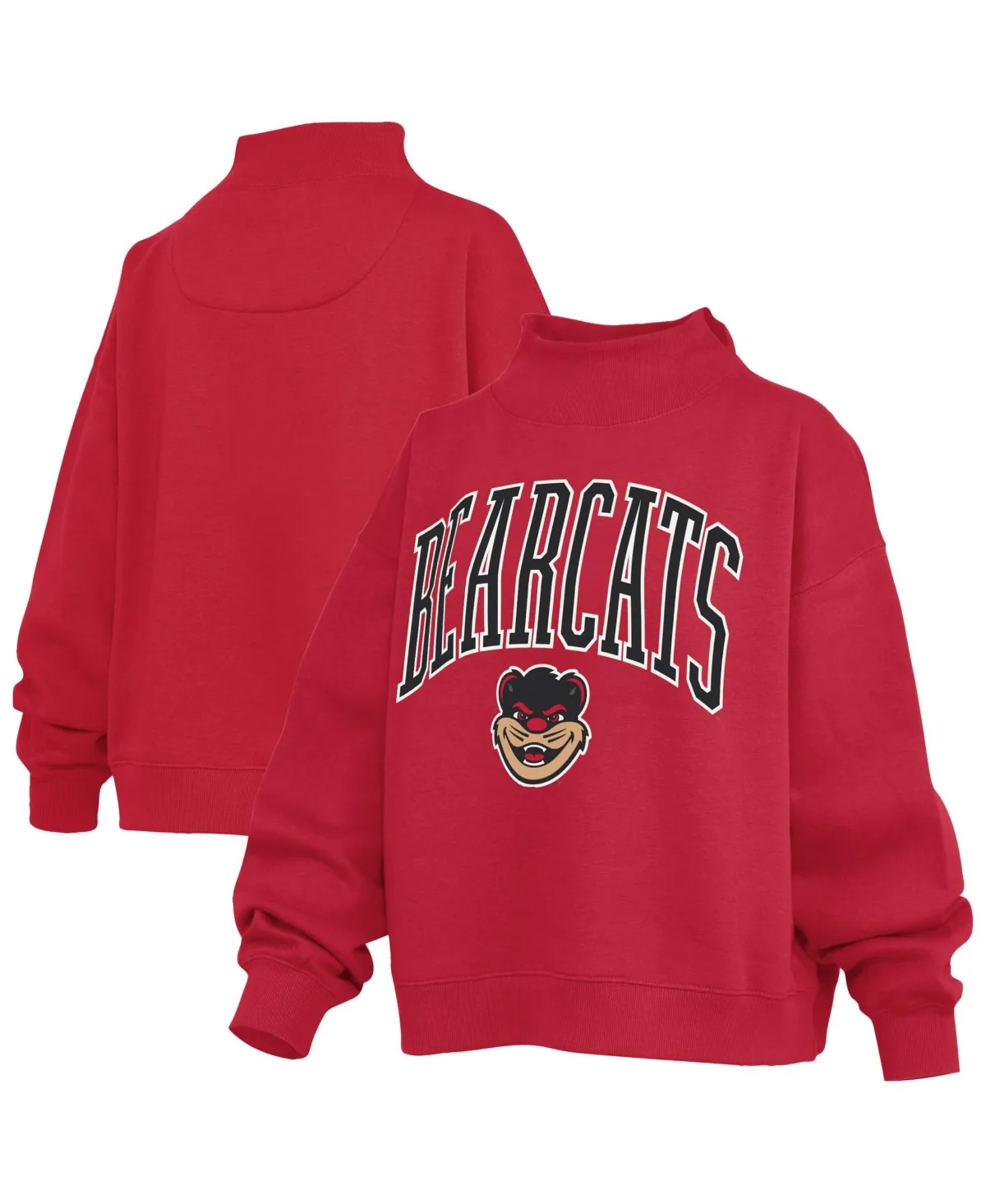 Cincinnati Bearcats Oversized Slogan Fleece Mock Neck Sweatshirt by Pressbox