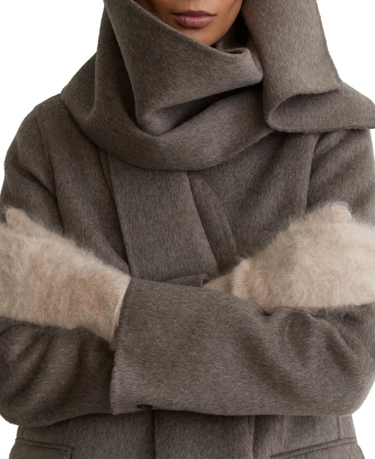 Willow Cashmere Knit Rib-Knit Cuffs Mittens by Reiss