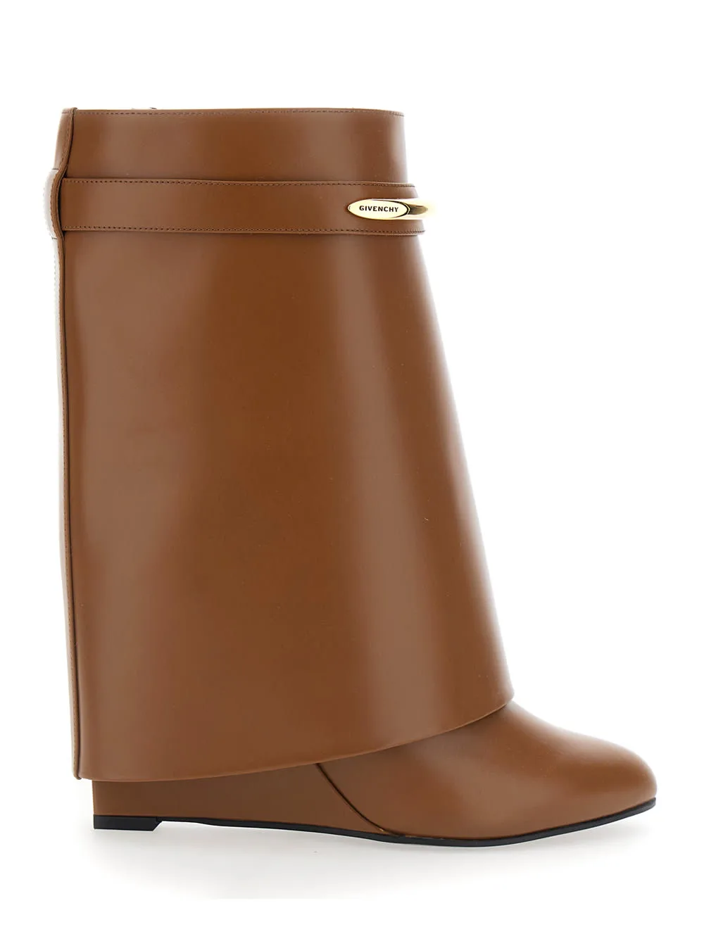 Wedge Heel Ankle Boots With Logo Plate On The Side In Brown Leather For Women by Givenchy
