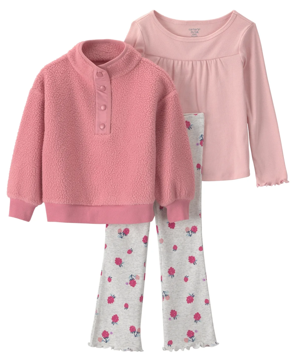 Floral-Print Long-Sleeve Sweatshirt, Top and Flare-Leg Pants, 3-Piece Set by Carter's