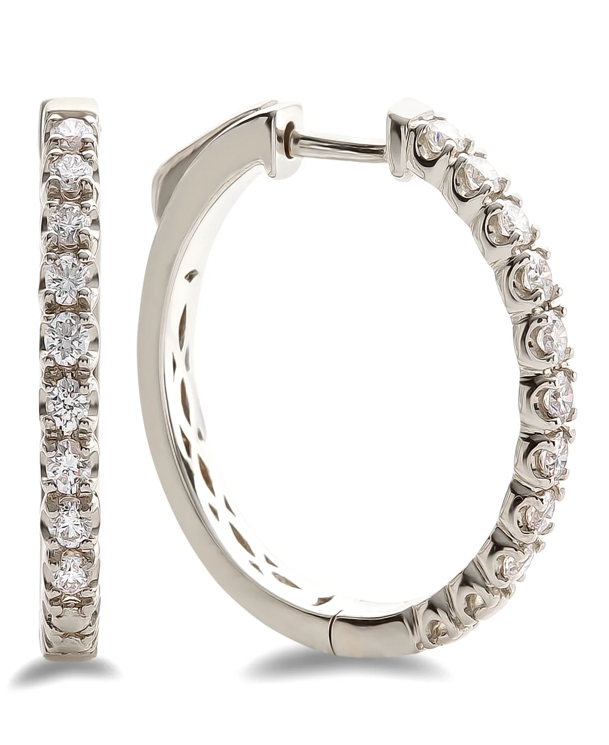 Small Diamond Hoop Earrings (3/8 ct. t.w.) in 14k White Gold by Macy's