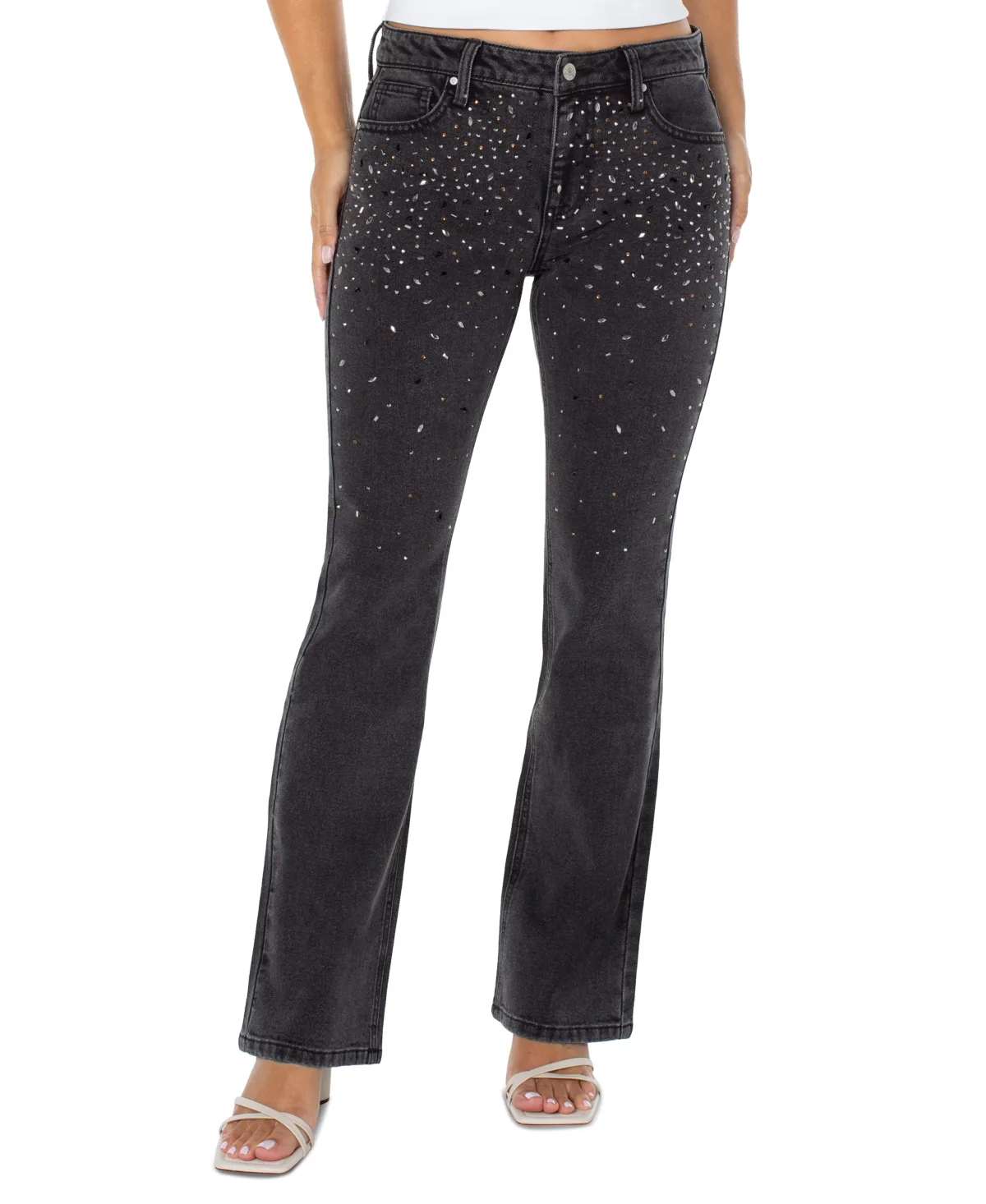 Rhinestone-Embellished Mid-Rise Bootcut Jeans by Celebrity Pink
