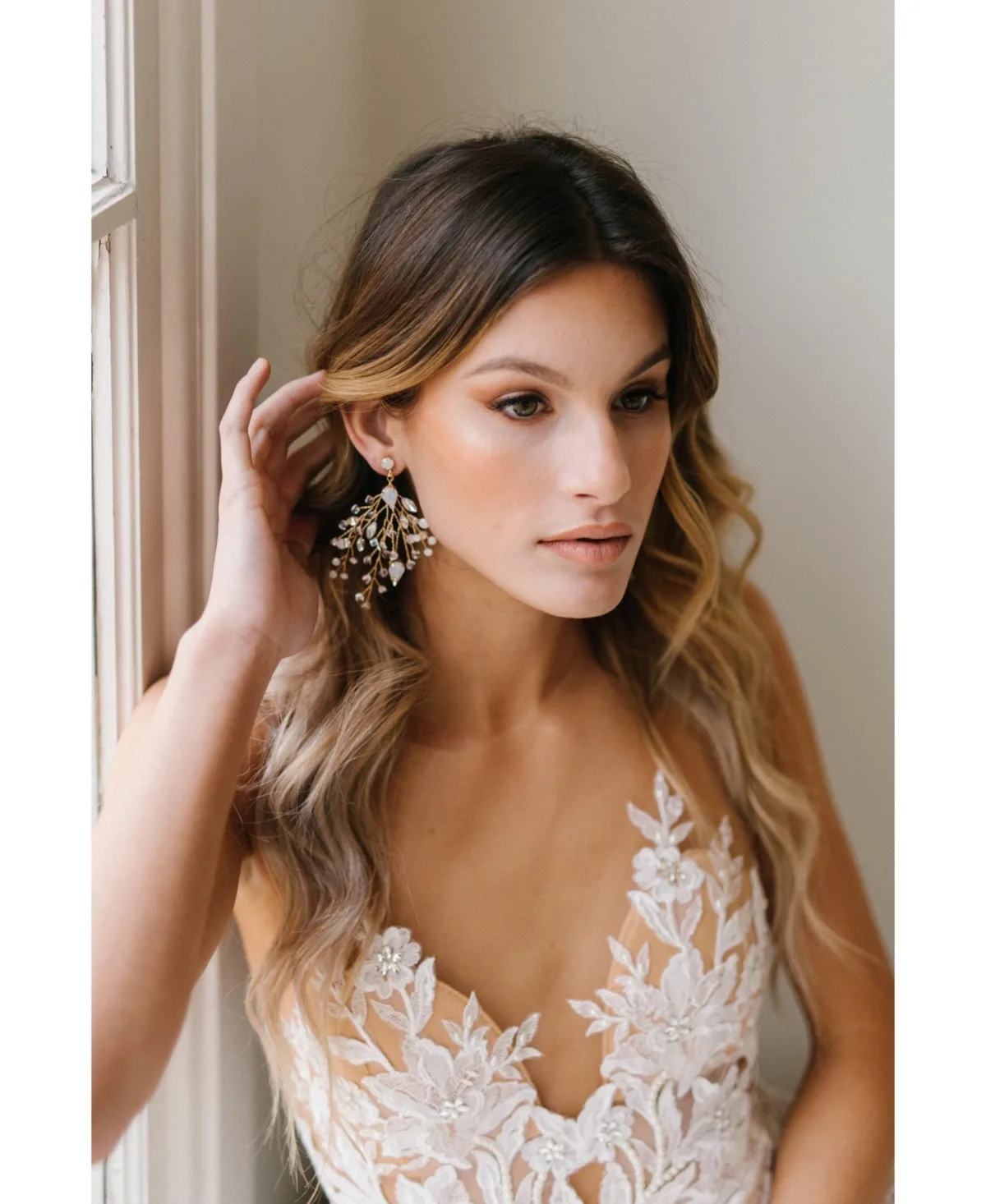London Opals and Crystals Bridal 14k Gold-Plated Drop Earrings by Poppy Lane