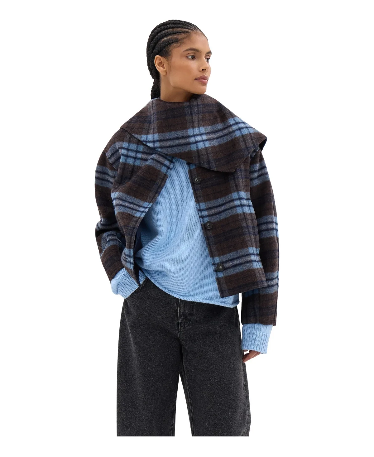 Rix Double-Faced Wool-Blend Check Cropped Jacket by Hush
