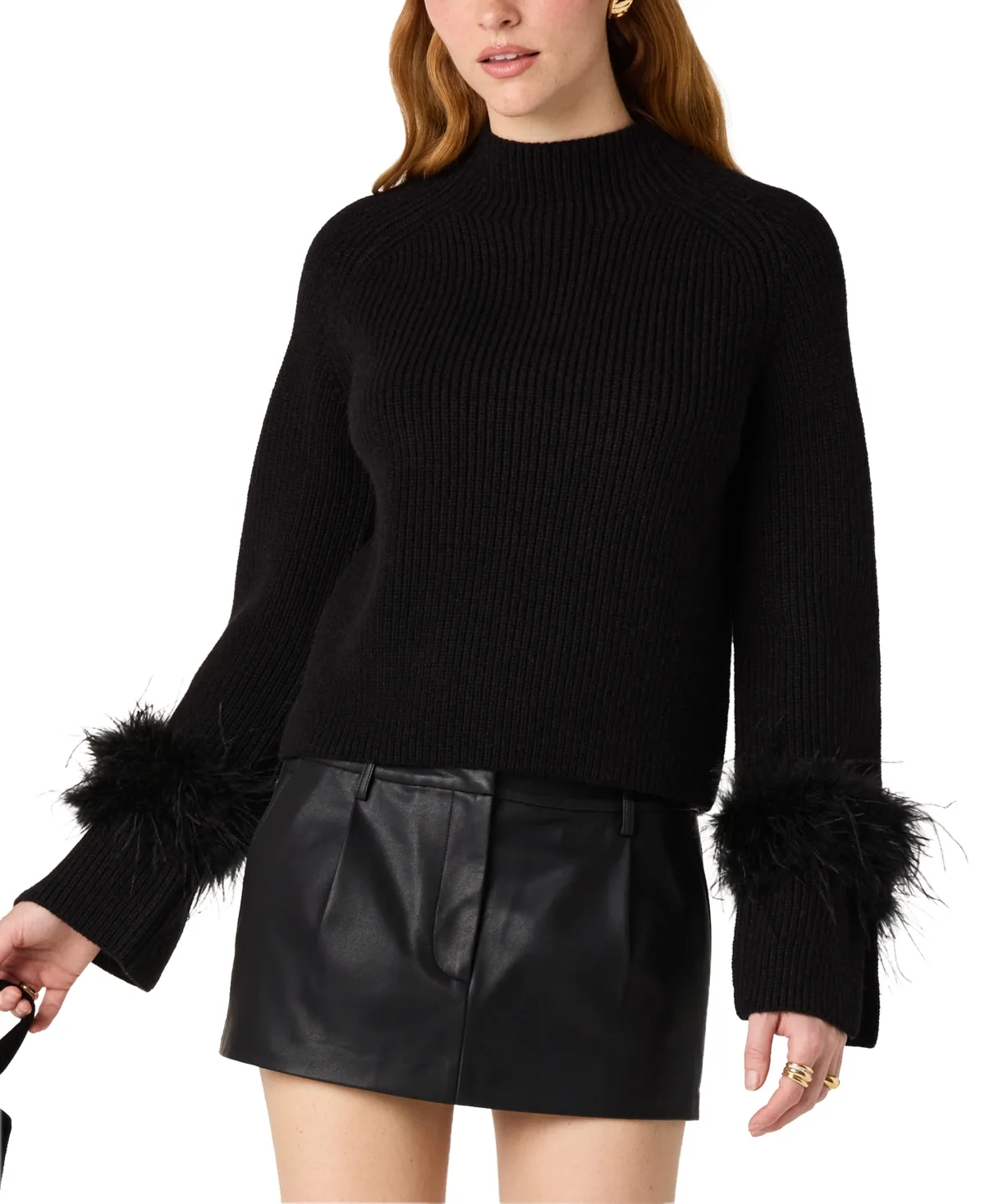 Katerina Mock Neck Long Sleeve Ribbed Knit Sweater by ASTR