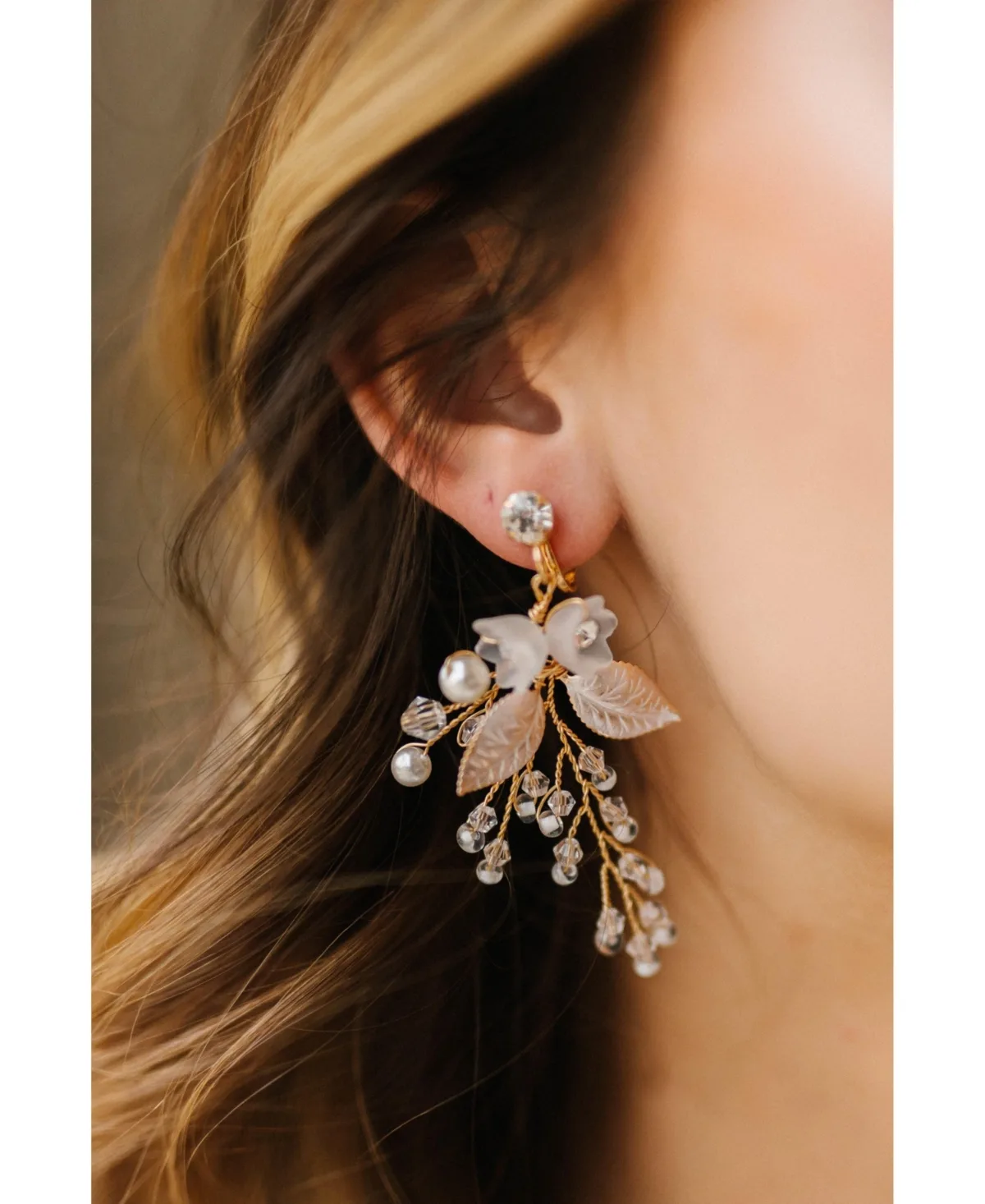 Madison Bridal Crystal Floral Drop Earrings by Poppy Lane