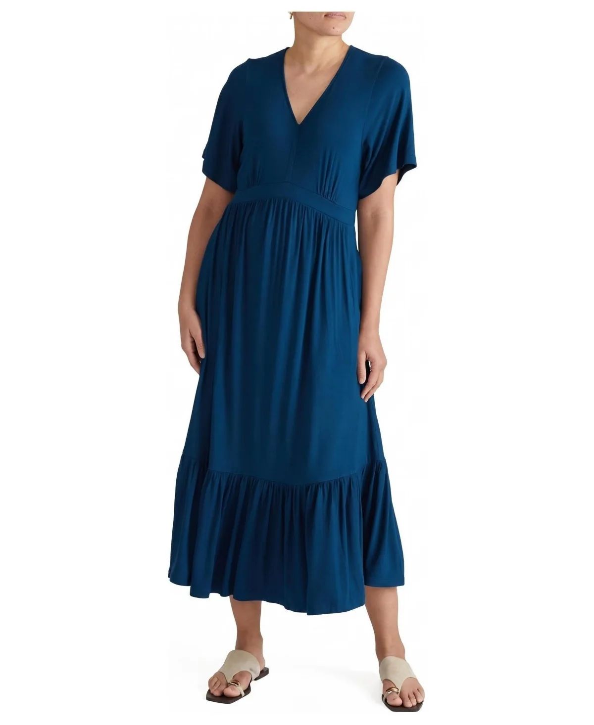 Ravello V-Neck Empire Waist Tiered Midi Dress by Universal Standard
