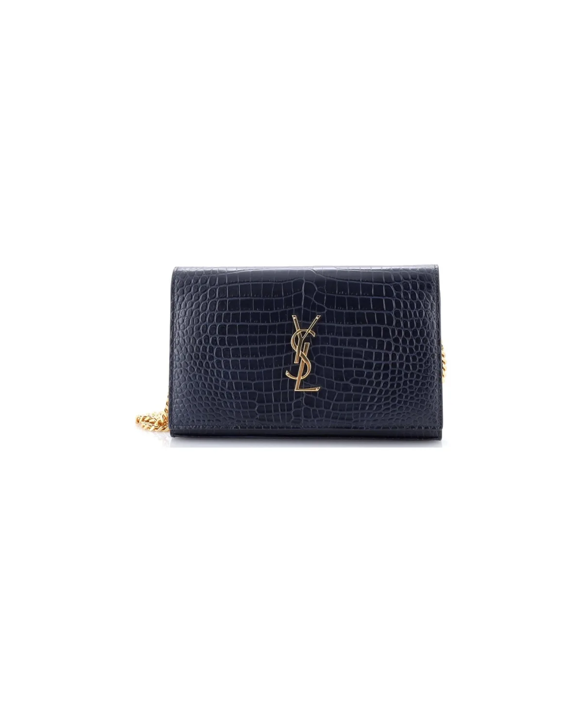 Pre-Owned Saint Laurent Small Classic Monogram Wallet on Chain Embossed Leather by Saint Laurent