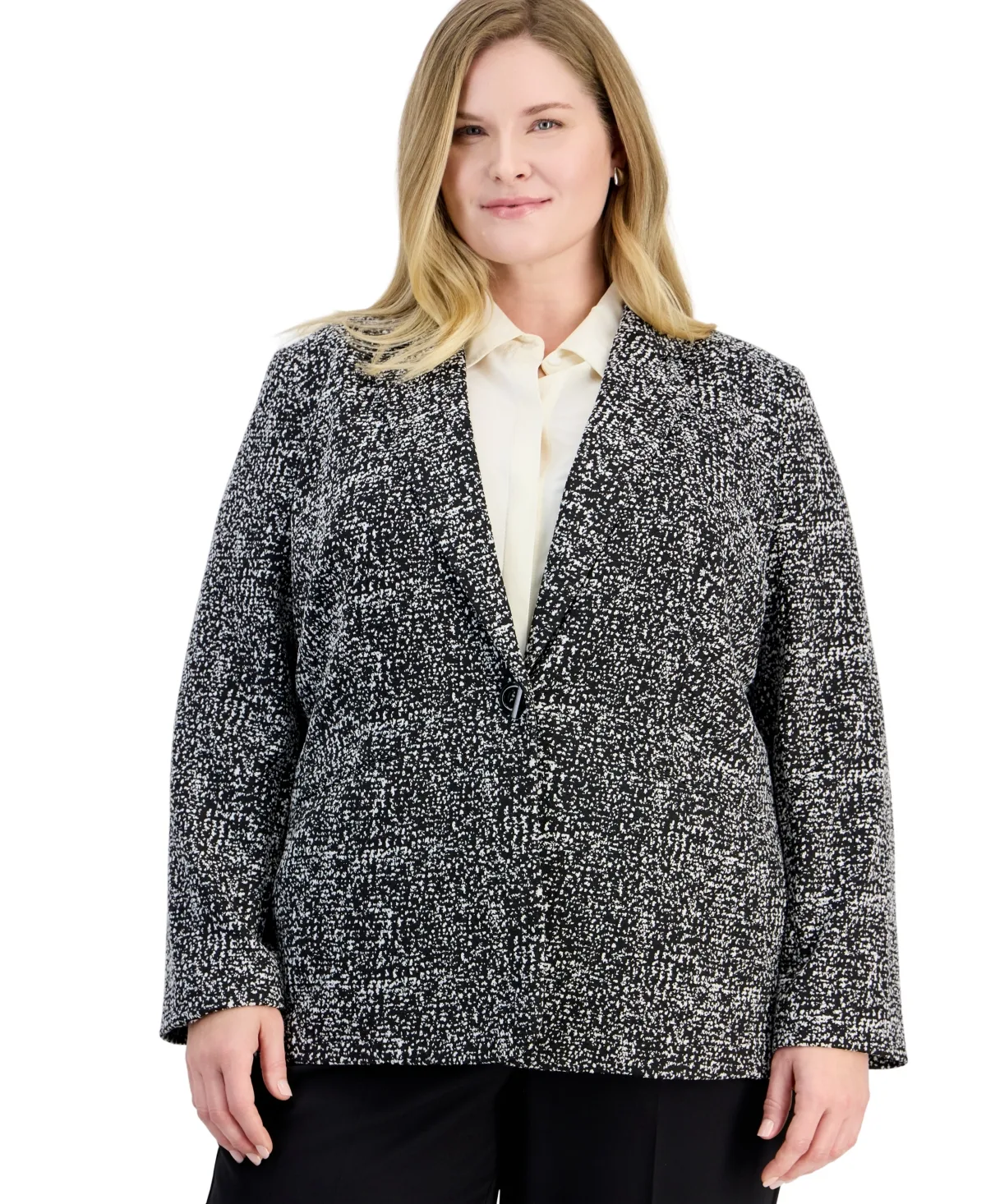 Toggle Long-Sleeve Textured-Tweed Blazer by Kasper