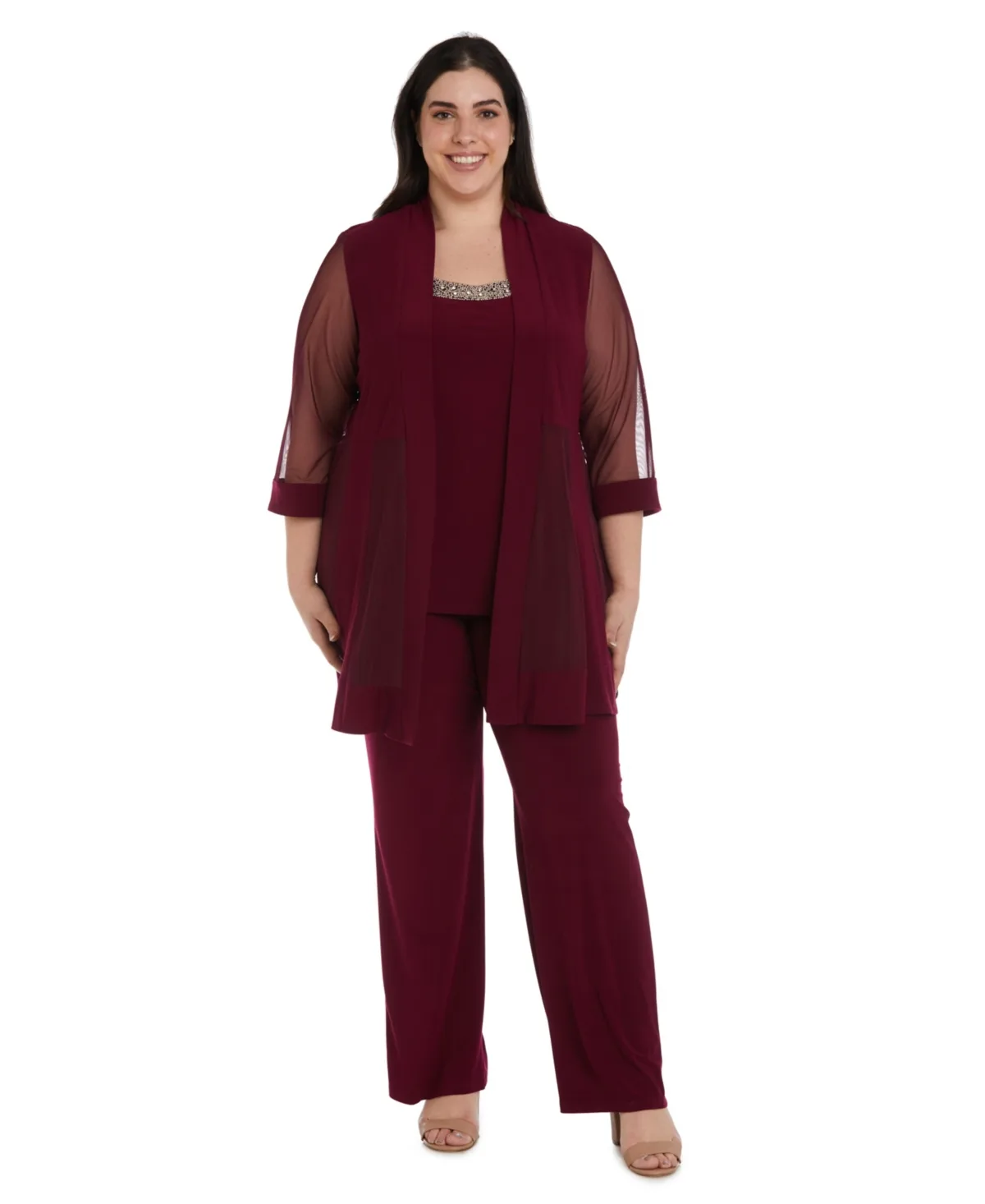 Embellished Layered-Look Pantsuit by R&M Richards